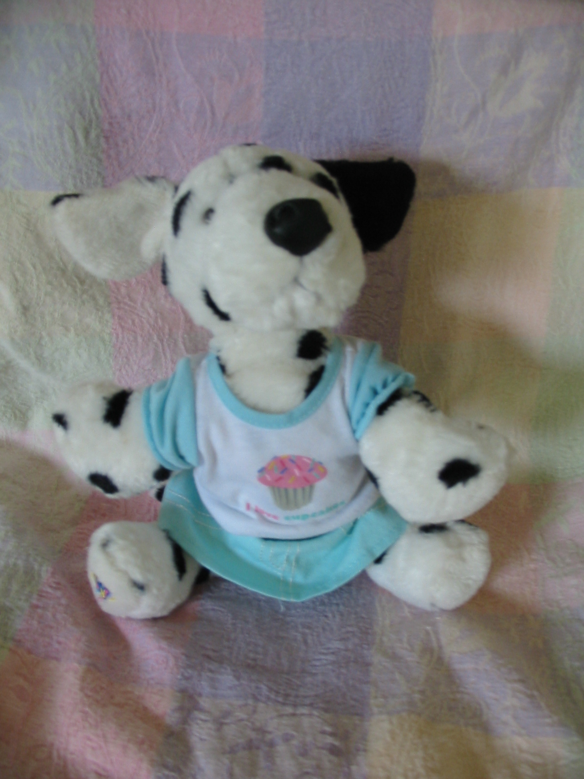 Webkinz Dalmatian in I love cupcakes tee and skirt outfit
